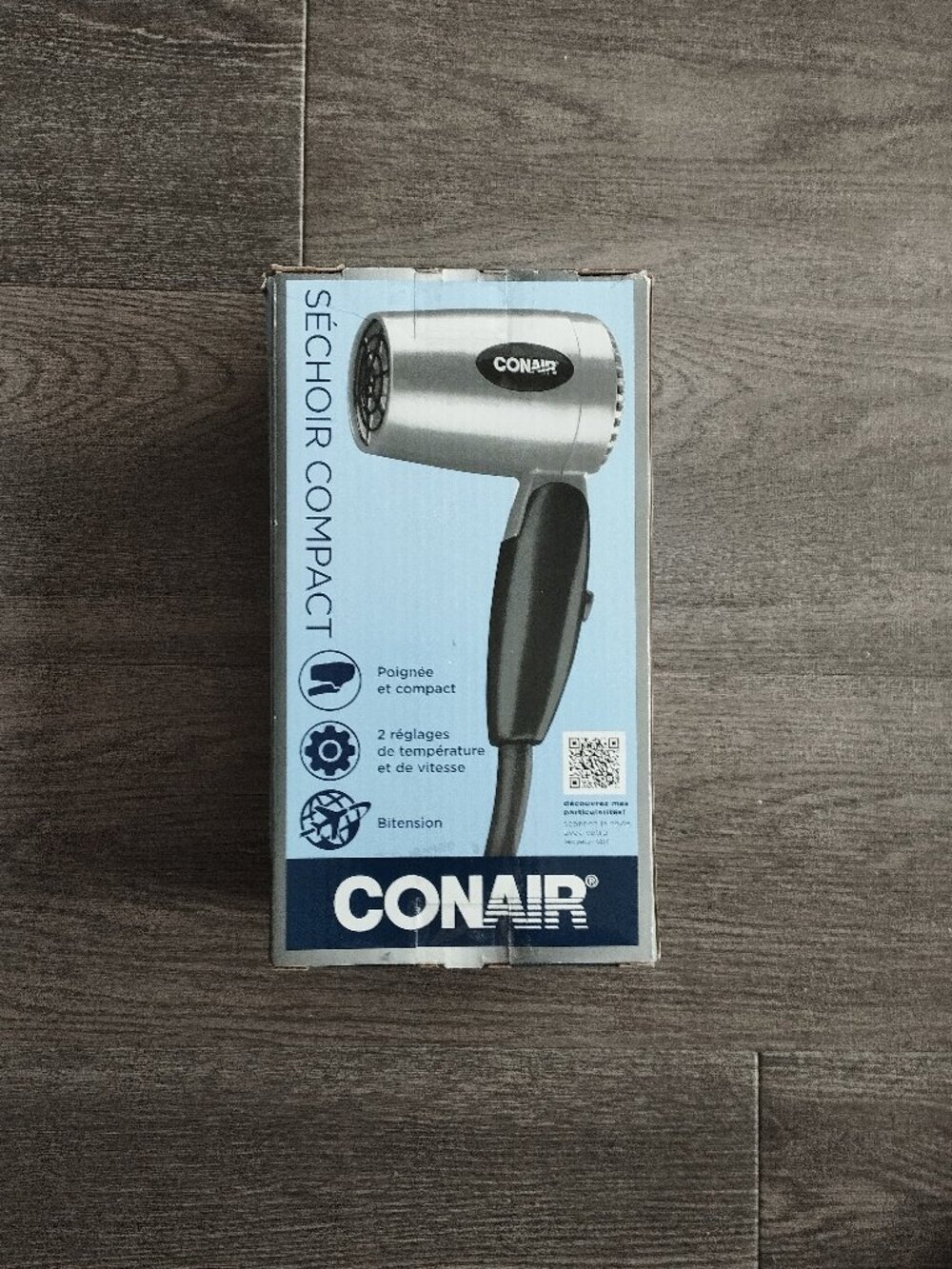 Conair 124AC 1600W Compact Travel Hair Dryer with Folding Handle